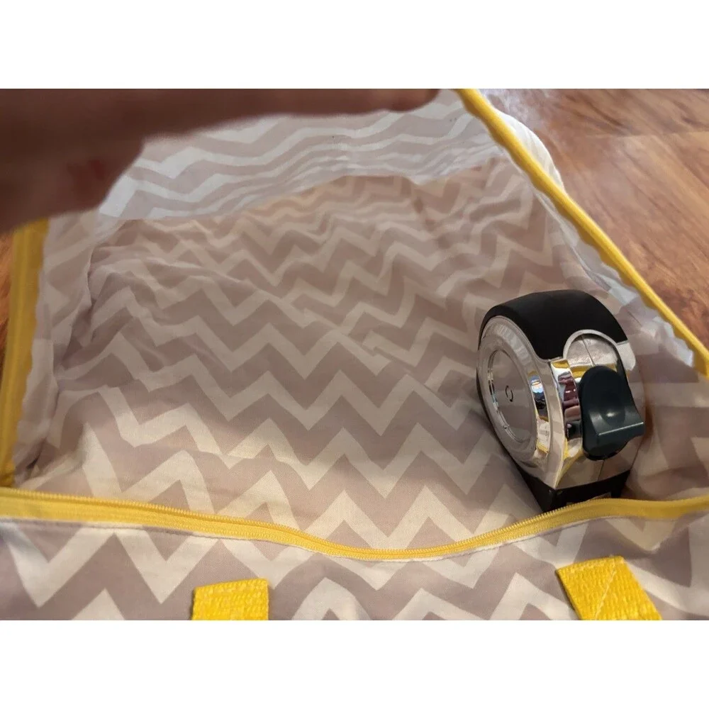 GUC Planet Wise Chevron Diaper Swim Wet Bag Gray White Yellow Zip Carry Handles